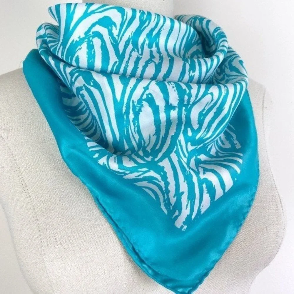 Vintage Aqua Blue and White Scarf
